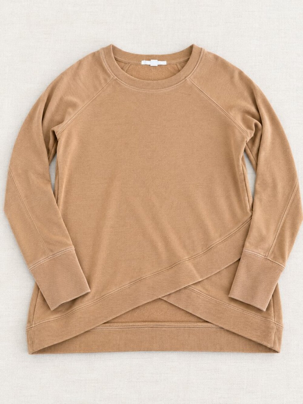 Workshop Camel Crossover Hem Sweatshirt Size Small | Modal Blend